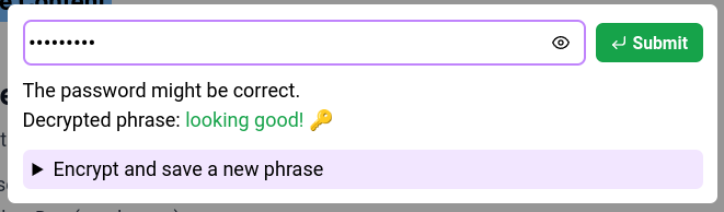 Screenshot of a password prompt to decrypt the note content.